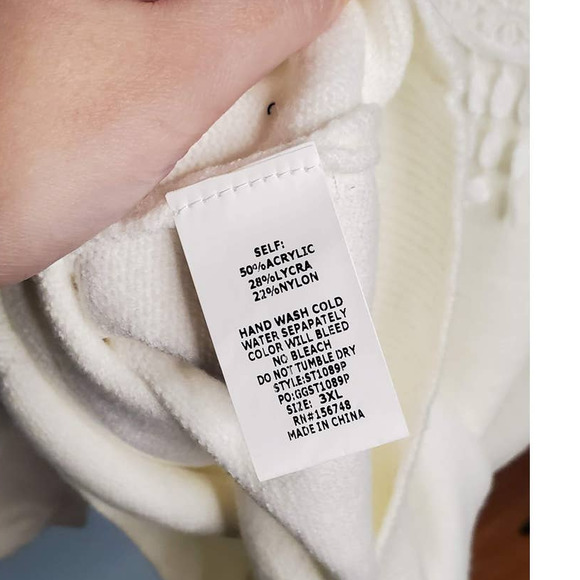 NWT! Racheal Super Soft Let It Snow Chic Lace-Detail Cream Sweater Plus Size 3XL - Picture 7 of 9